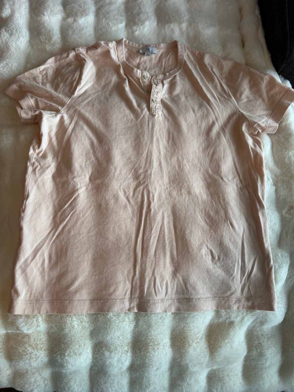 Ag Adriano Goldschmied Men’s L Pale Peach Cotton Henley Tee
